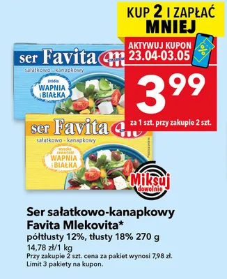 Ser sałatkowo-kanapkowy półtłusty 12%, tłusty 18% promocja w LEWIATAN