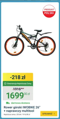 Rower górski IWOBIKE 26” + naprawczy multitool promocja w ERLI