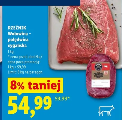 Wołowina - polędwica cygańska Rzeźnik promocja w Lidl