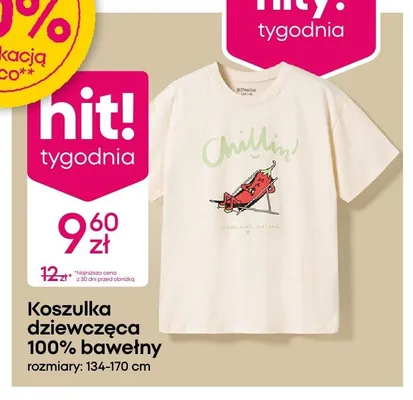 Koszulka dziewczęca 100% bawełny promocja w Pepco