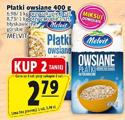 Płatki owsiane błyskawiczne górskie Melvit promocja w Prim Market