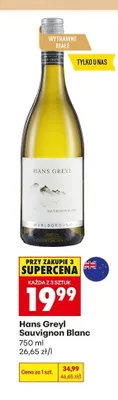 Wino wytrawne białe Hans Greyl Sauvignon Blanc promocja w Biedronka