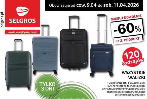 Walizki wszystkie rodzaje promocja w Selgros