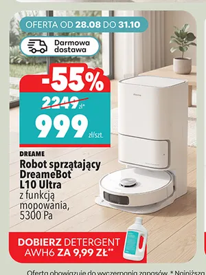 Robot sprzątający DreameBot L10 Ultra z funkcją mopowania Dreame promocja w Biedronka