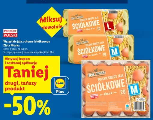 Jaja z chowu ściółkowego Złota Nioska klasa A M promocja w Lidl