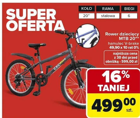 Rower dziecięcy MTB 20" promocja w Carrefour