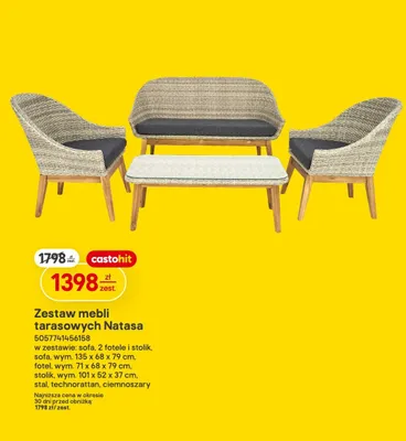 Zestaw mebli tarasowych Natasa promocja w Castorama
