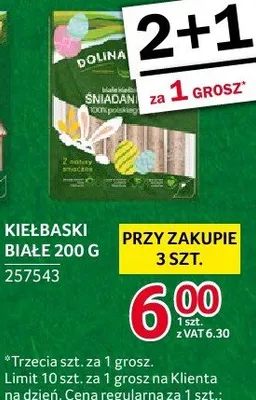 Kiełbaski białe Dolina Dobra 200 g promocja w Selgros