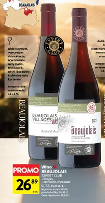 Wino czerwone Beaujolais Villages wytrawne Expert Club promocja w Intermarche