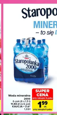 Woda mineralna gazowana 2000 Staropolanka promocja w Carrefour