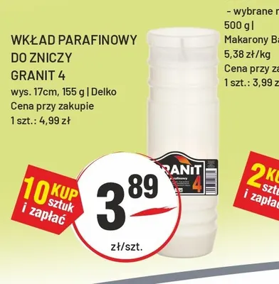 Wkład parafinowy do zniczy Granit 4 Delko promocja w Sedal