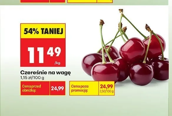 Czereśnie na wagę promocja w Biedronka