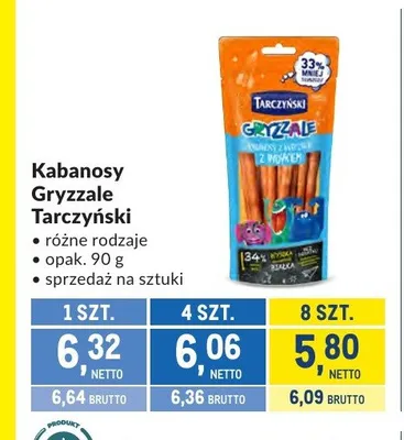 Kabanosy Gryzzale Tarczyński promocja w Makro