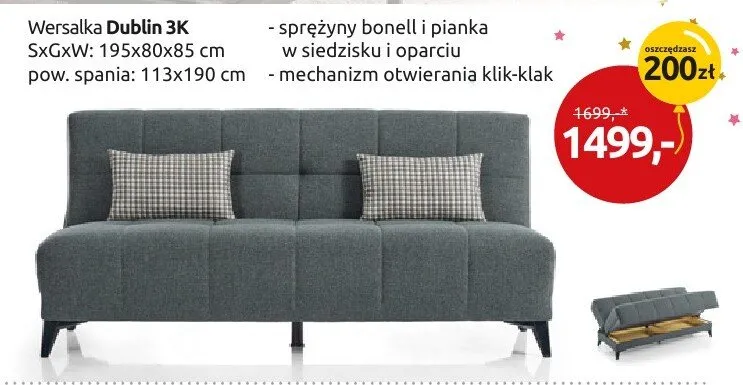 Wersalka Dublin 3K promocja w Black Red White