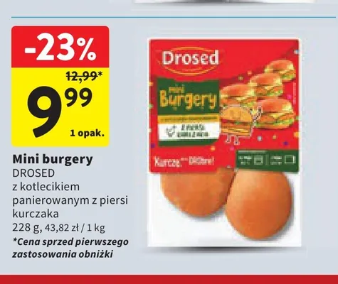 Mini burgery z kotlecikiem panierowanym z piersi kurczaka Drosed promocja w Intermarche