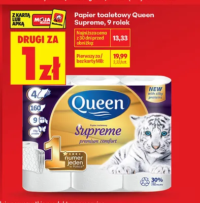 Papier toaletowy Queen Supreme promocja w Biedronka
