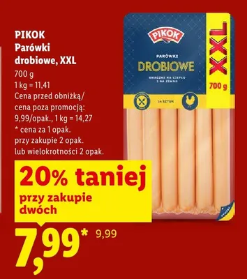 Parówki drobiowe PIKOK XXL promocja w Lidl