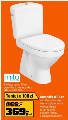 Kompakt WC Eco miska baczkdmierzowa, zbiornik poziomy, deska wolnoopadająca dostępny również z odpływem pionowym promocja w OBI