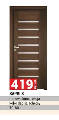 Drzwi SAPRI 3 ramowa konstrukcja kolor dąb szlachetny 70-80 promocja w Merkury Market