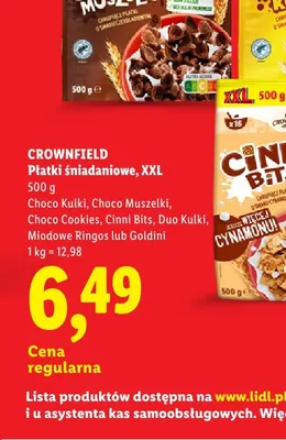 Płatki śniadaniowe Crownfield XXL Choco Kulki promocja w Lidl