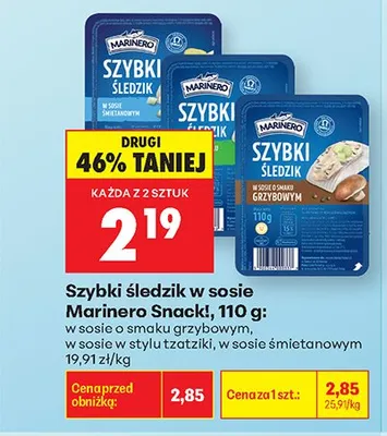 Szybki śledzik w sosie o smaku grzybowym Marinero Snack promocja w Biedronka