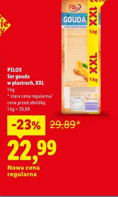 Ser gouda w plastrach XXL Pilos promocja w Lidl
