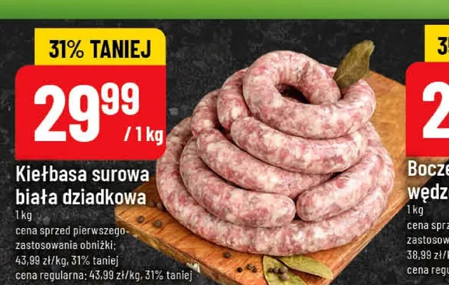 Kiełbasa surowa biała dziadkowa promocja w POLOmarket