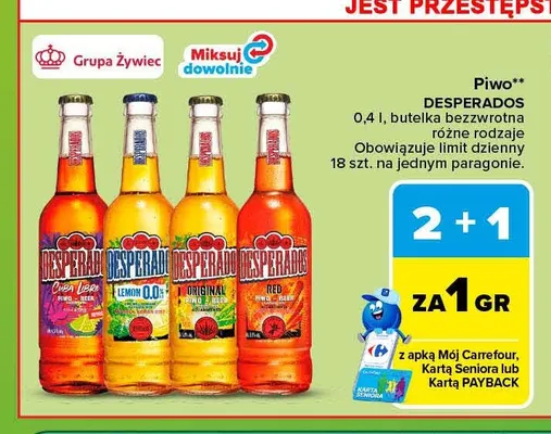 Piwo bezalkoholowe Desperados Lemon promocja w Carrefour