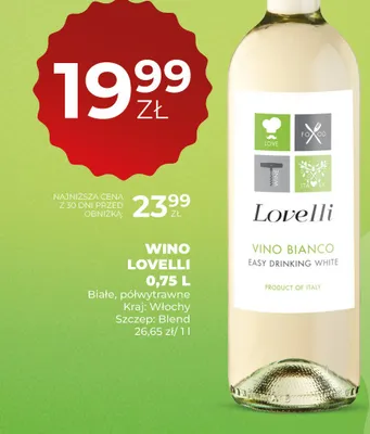 Wino Lovelli Vino Bianco białe półwytrawne włoskie promocja w Duży Ben