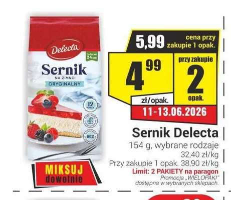 Sernik Delecta na zimno oryginalny promocja w Delikatesy Sezam