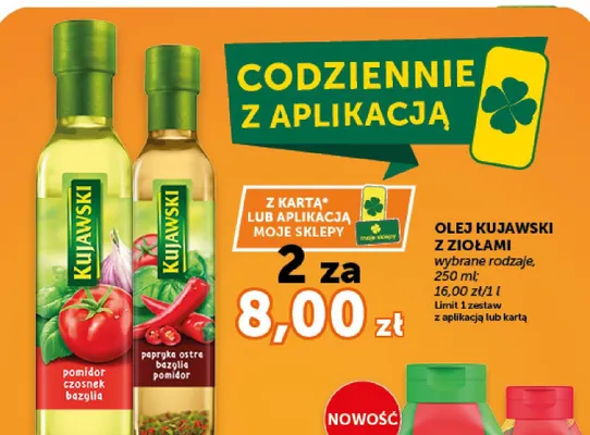 Olej rzepakowy Kujawski z ziołami papryka ostra bazylia pomidor promocja w Groszek