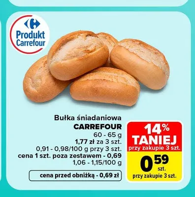 Bułka śniadaniowa Carrefour promocja w Carrefour