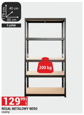 Regał metalowy Nero czarny promocja w Merkury Market