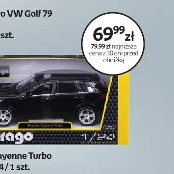 Samochodzik Bburago Porsche Cayenne Turbo Black 1:24 promocja w Dzień Dziecka