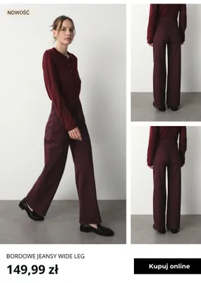 Bordowe jeansy wide leg Greenpoint promocja w Greenpoint