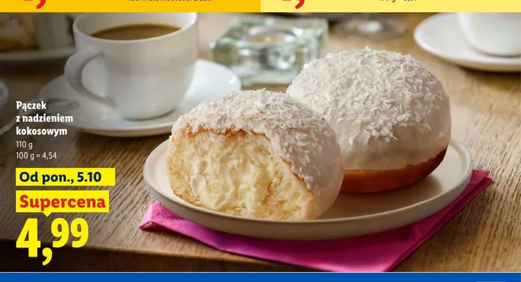 Pączek z nadzieniem kokosowym promocja w Lidl