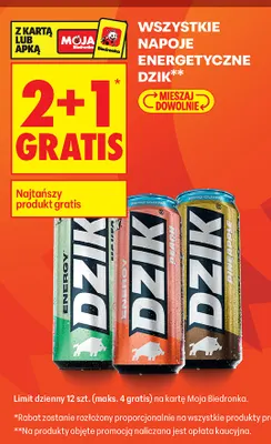 Napój energetyczny Dzik promocja w Biedronka