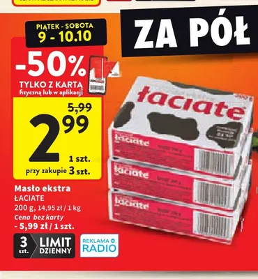 Masło ekstra Łaciate promocja w Intermarche