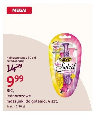 Jednorazowe maszynki do golenia BIC Miss Soleil promocja w Rossmann