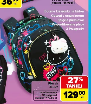 Plecak Jerry CoolPack Hello Kitty czarny promocja w Carrefour