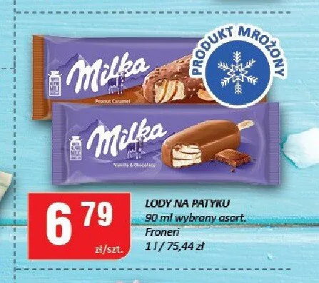 Lody na patyku Milka Peanut Caramel Froneri promocja w Chorten