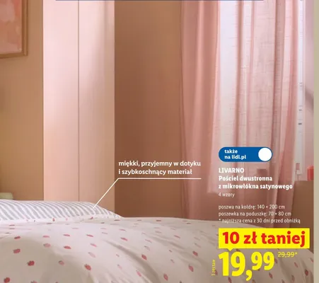 Pościel dwustronna z mikrowłókna satynowego LIVARNO 140x200 cm promocja w Lidl