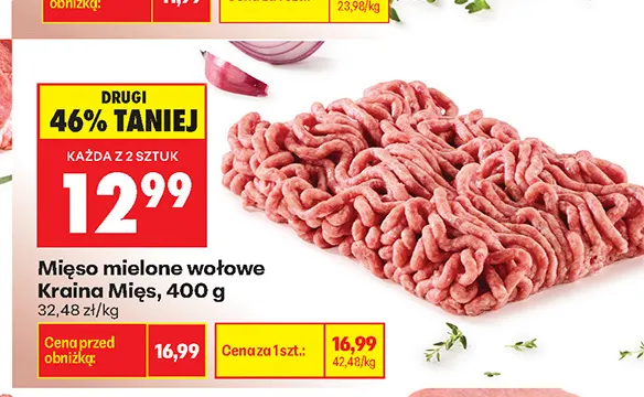 Mięso mielone wołowe Kraina Mięs promocja w Biedronka