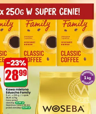 Kawa mielona Eduscho Family 3-pak promocja w Dino