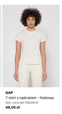 T-shirt damski z nadrukiem GAP fioletowy promocja w Lounge by Zalando