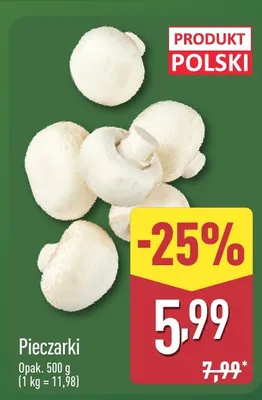 Pieczarki Aldi promocja w Aldi