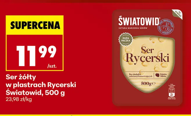 Ser żółty w plastrach Rycerski Światowid promocja w Biedronka