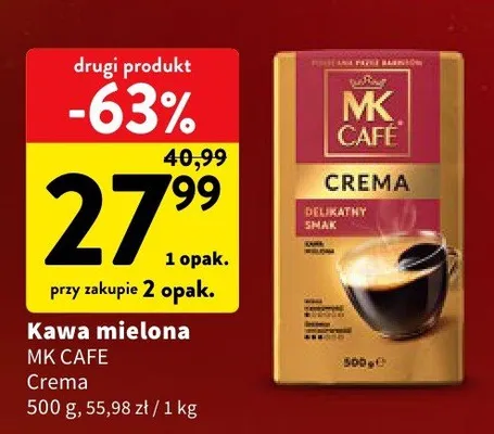 Kawa mielona MK Cafe Crema promocja w Intermarche