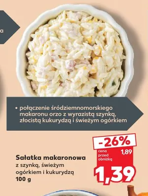 Sałatka makaronowa z szynką, świeżym ogórkiem i kukurydzą promocja w Kaufland