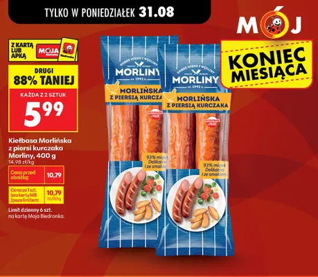 Kiełbasa Morlińska z piersi kurczaka Morliny promocja w Biedronka